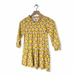 Mini Boden Yellow Floral Long Sleeve Dress - Size 5-6Y
